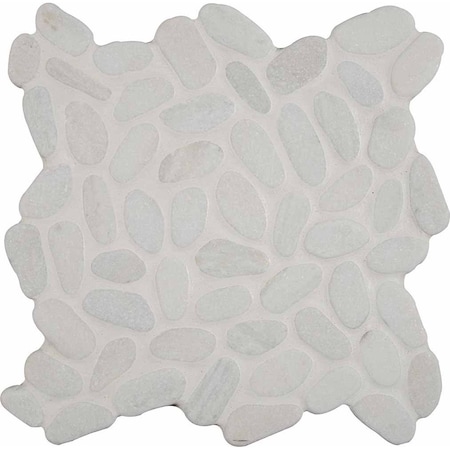 Msi White Pebble SAMPLE Tumbled Marble Mesh-Mounted Mosaic Tile ZOR-MD-0194-SAM